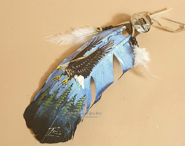 Single Hand Painted Prayer Feather Feather