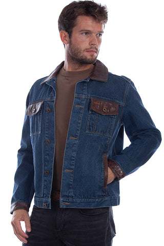 MEN JEANS JACKET LEATHER TRIM  2007