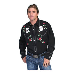 Men's Skull/Rose Embroider Shirt