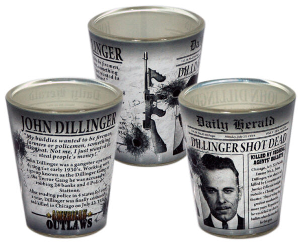 Amer Outlaw Mobster Shotglass John Dillinger Shot Glass