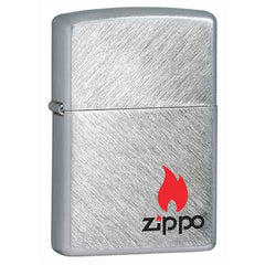 Zippo Logo With Flame Herringbone Sweep Lighter