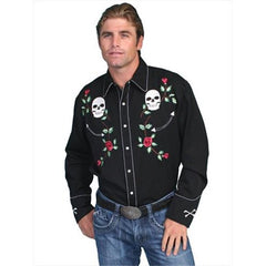 Men's Skull/Rose Embroider Shirt