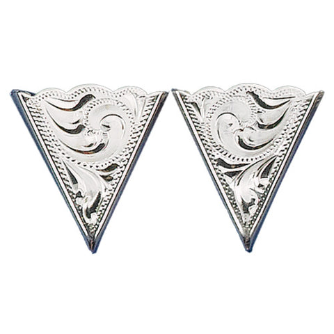 German Silver Engraved Collar Tips Silver Collar