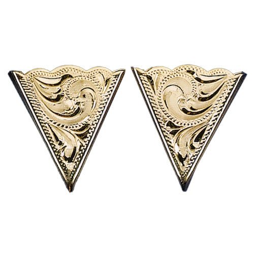 Gold Plated Engraved Collar Tips Collar