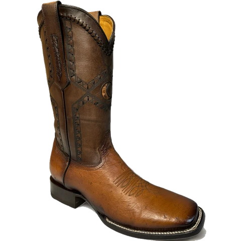 MN FLAME HONEY OSTRICH SQ TOE  462