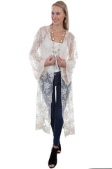 Ivory Long Sleeve Lace Duster Vest Shawl