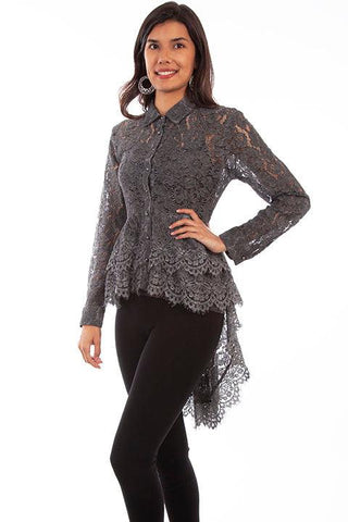 Lace Button Up Cha Blouse