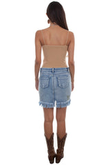 Destructed Emb. Denim Skirt