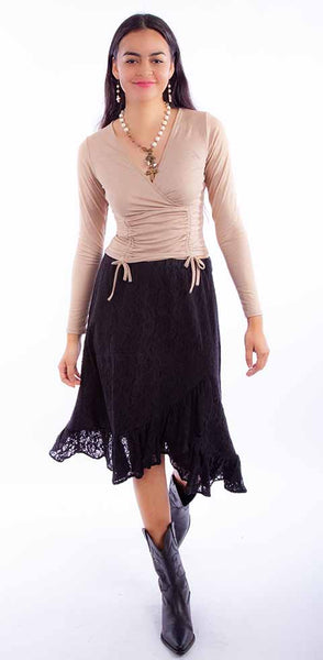 SKIRT WITH RUFFLE HEM  BLACK  917