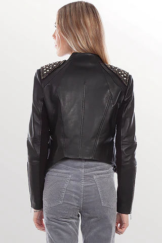 Fringe Studded Leather Jacket