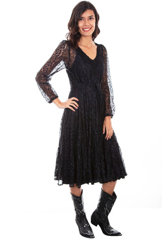 Lace Dress With Ti Black Dress
