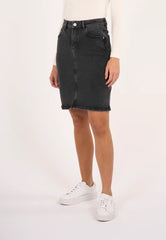 Strech Denim Mid Length Skirt Pants