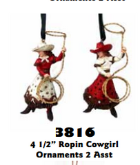 4 1/2" Ropin Cowgirl Orn Ornament