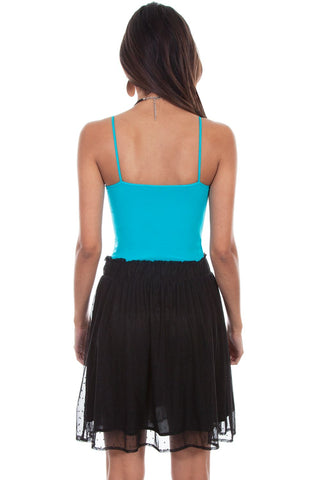 Swiss Dot Skirt With Elastic Waist Band Blk Skirt