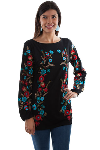 Tunic With Floral Black Poncho