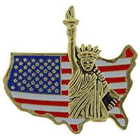 Pin - Usa Statue Lady Of Liberty With Usa Flag Hat Pins
