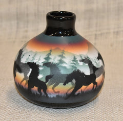 Ball Vase: Classic/ Wild Horses Pottery