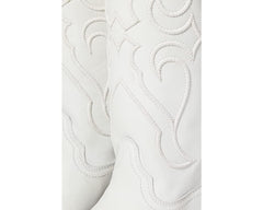 Ladies White Embroidered Boots z5046