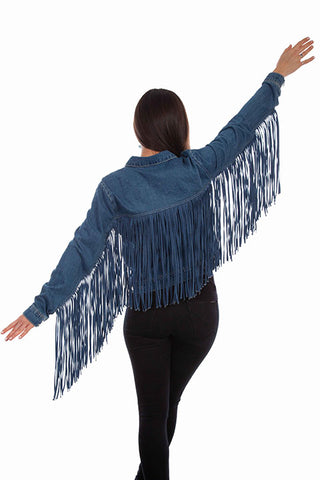 Denim Fringe Jacket Blk HC711