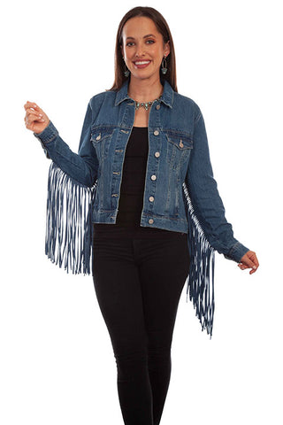 Denim Fringe Jacket Blk HC711