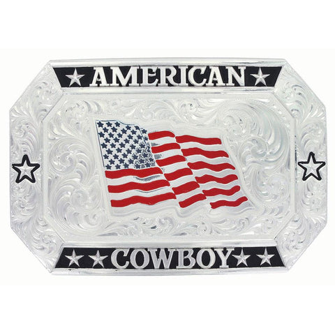 American Cowboy Flag Buckle with Eagle