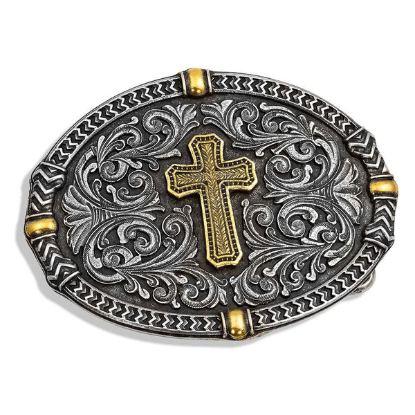 Two Tone Center of Faith Cross Attitude Buckle