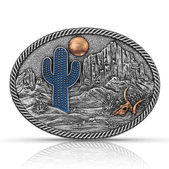 Desert Moon Cactus Belt Buckle A825